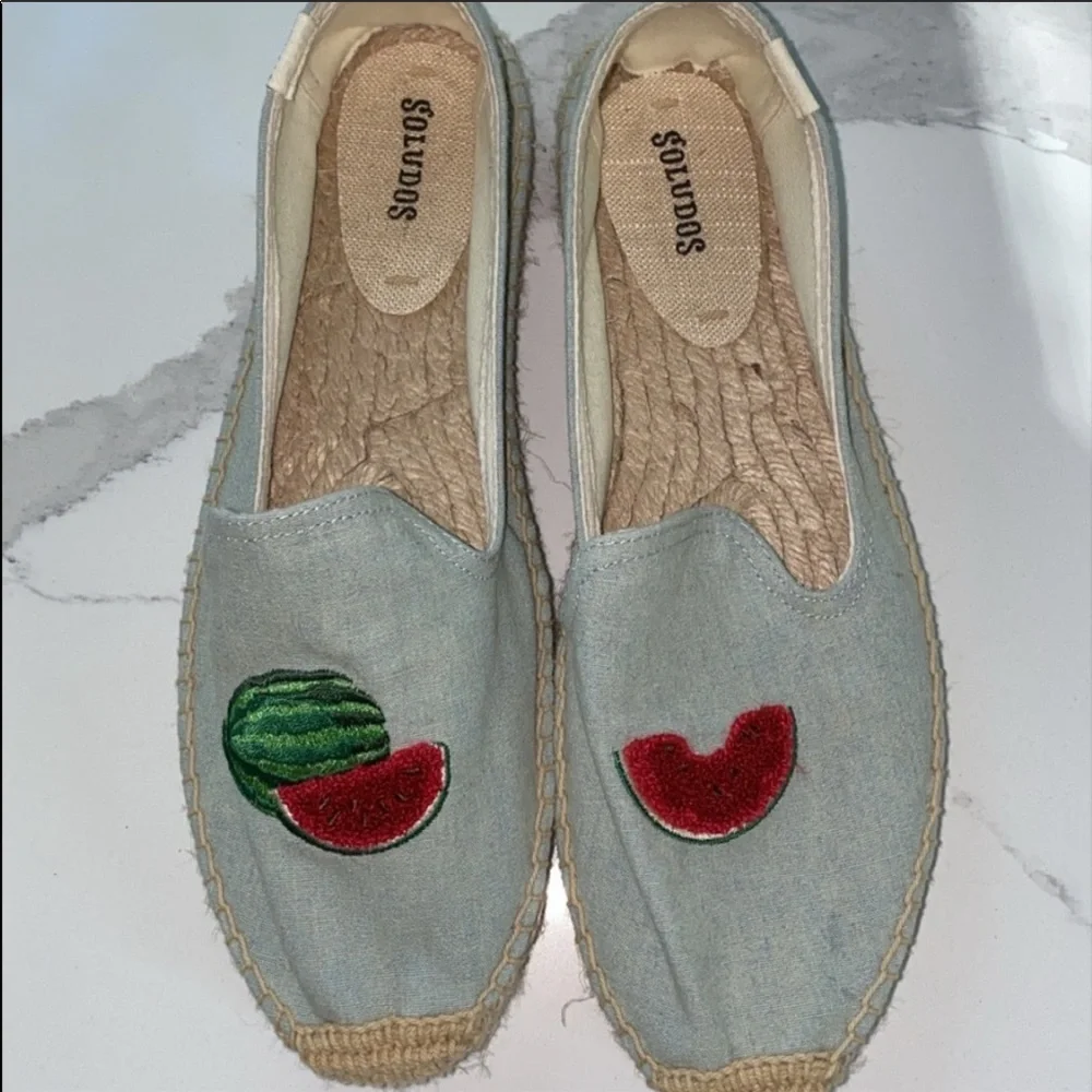 SOLUDOS WATERMELON SHOES 🍉 BLUE ESPADRILLES 9.5 NEW